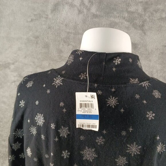 NWT KAREN SCOTT Christmas Snowflake Glitter Petite XL Top Mock Neck Cotton Knit - Picture 8 of 11